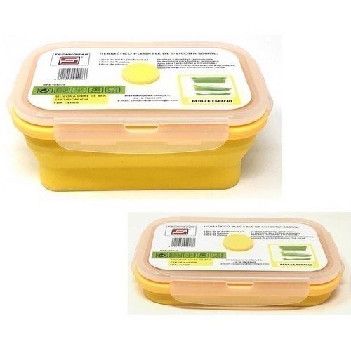 HERMETICO PLEGABLE SILICONA RECT. AMARILLO 0.5L